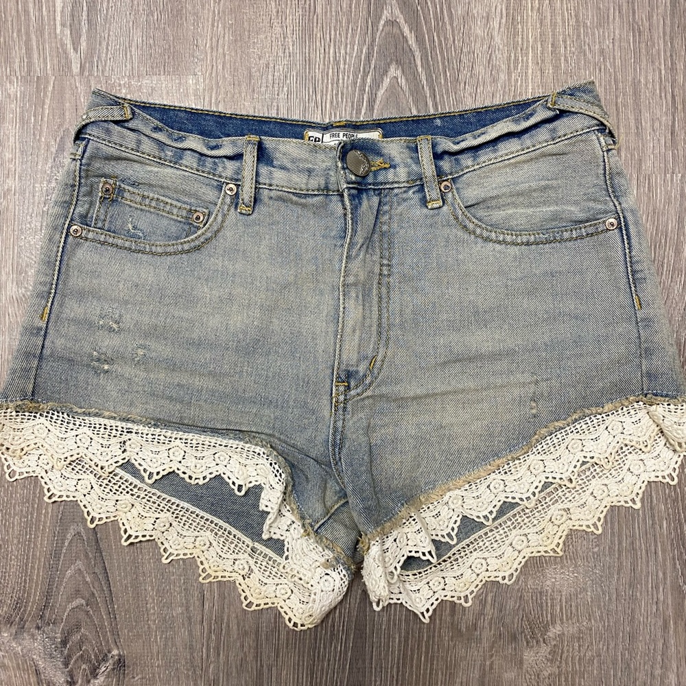 Free People High Rise Shorts with Lace 25